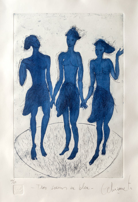 Alfredo Echazarreta •  Trois soeurs en bleu